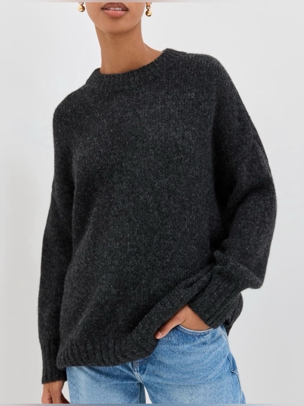 Jenni Kayne, Alpaca Cocoon Crewneck, XS, Charcoal, NWT